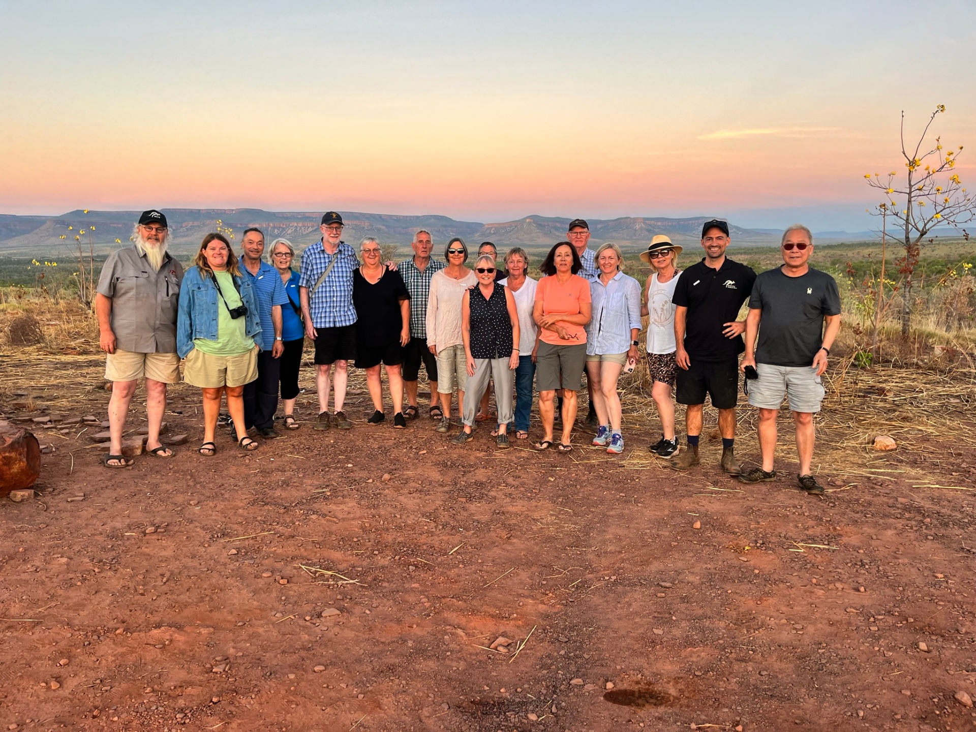 Tour group at sunset on the Cockburn Ranges, Kimberley