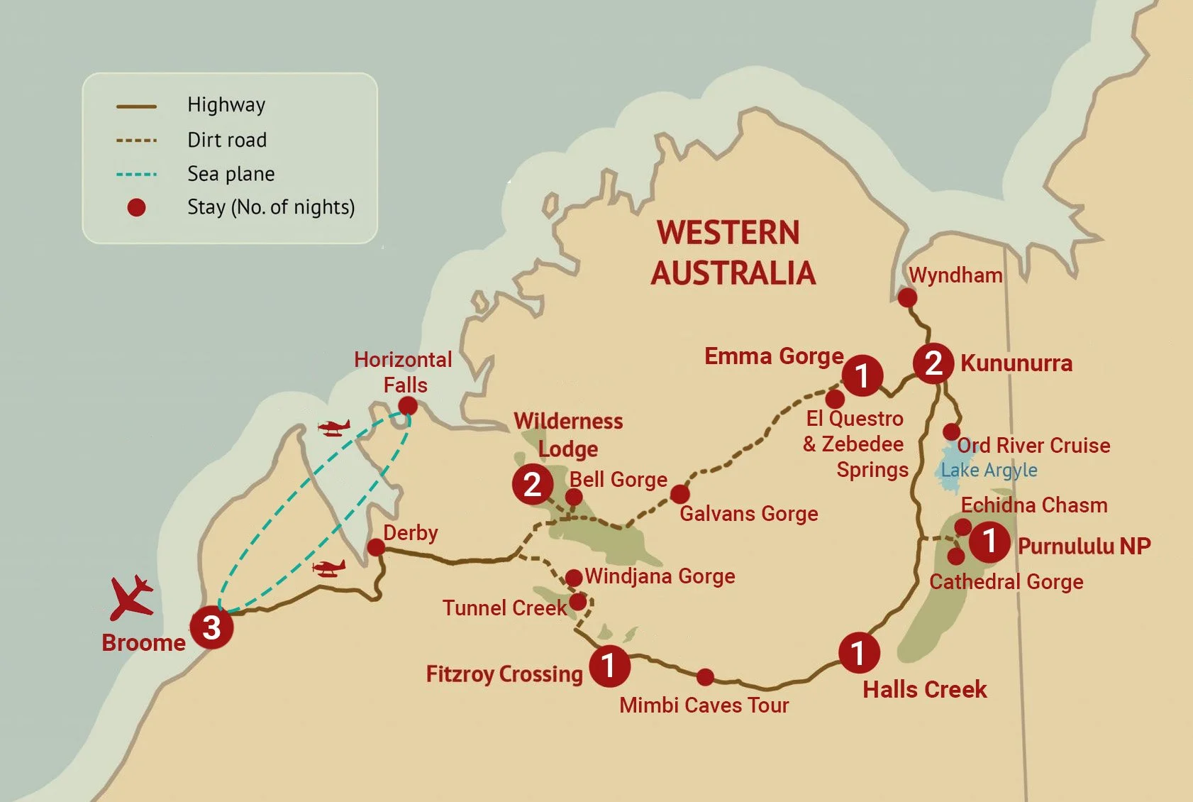 Kimberley Trailblazer PLUS Tour route map