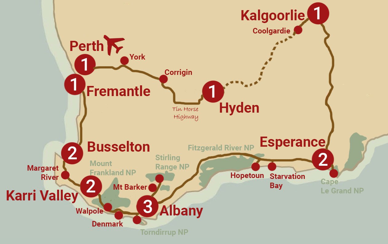 South West Discovery Tour route map